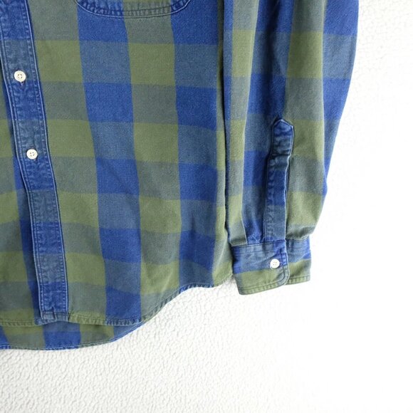 Ruff Hewn Shirt Mens Medium Green Blue Check Heavyweight Canvas Workwear Outdoor - Picture 4 of 8